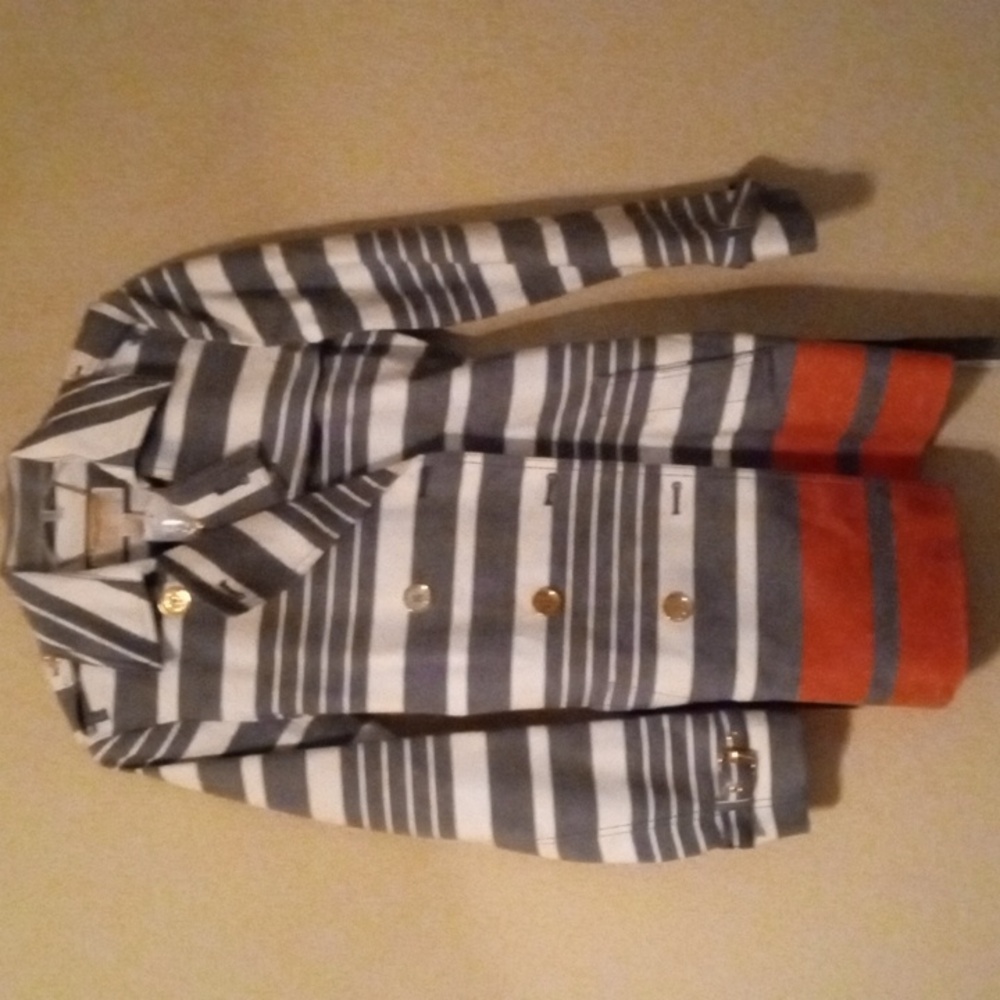 Michael Michael Kors Striped Trench Coat  TAGS TAGS TAGS - Picture 4 of 10
